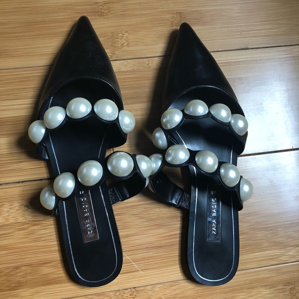 Zara Mules with Pearl Beads Size: 41 (EU)
